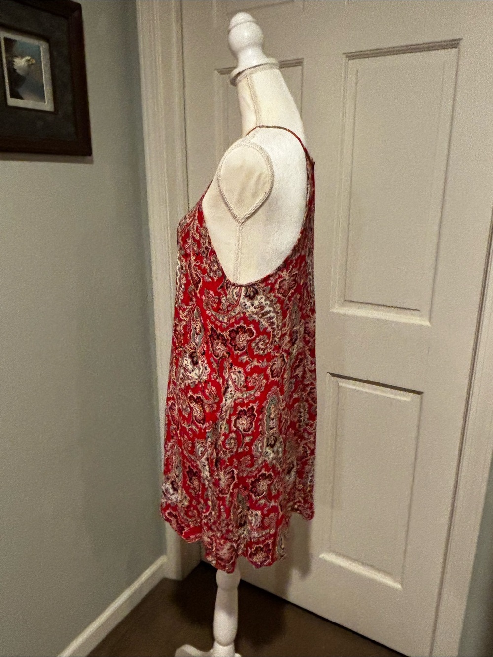 American Eagle Red Paisley Halter Swing Dress - Picture 2 of 5